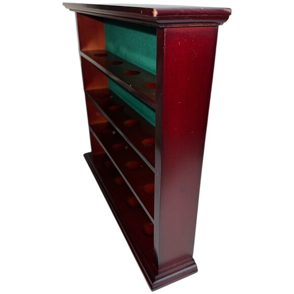 Vintage Mahogany Display Case Green Felt 16 Slot Round Divots - Picture 11 of 16